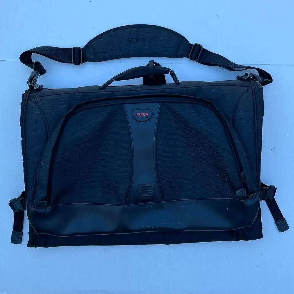 Tumi Tri-Fold Carry On Travel Garment Bag Ballistic Nylon Crossbody Black 22”